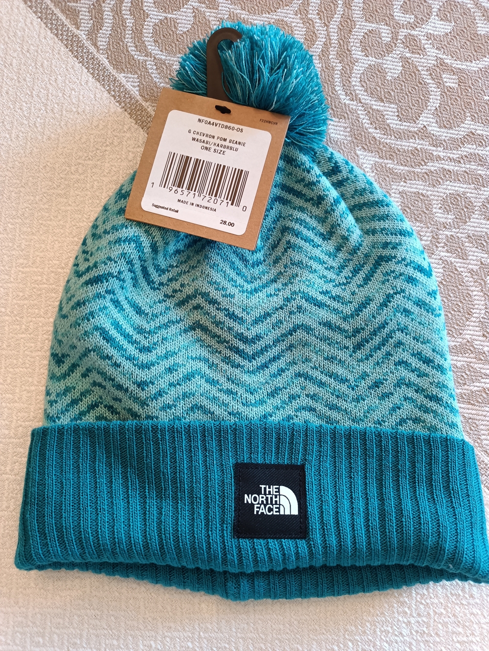 The North Face Kids Teal Pom Beanie - Teal